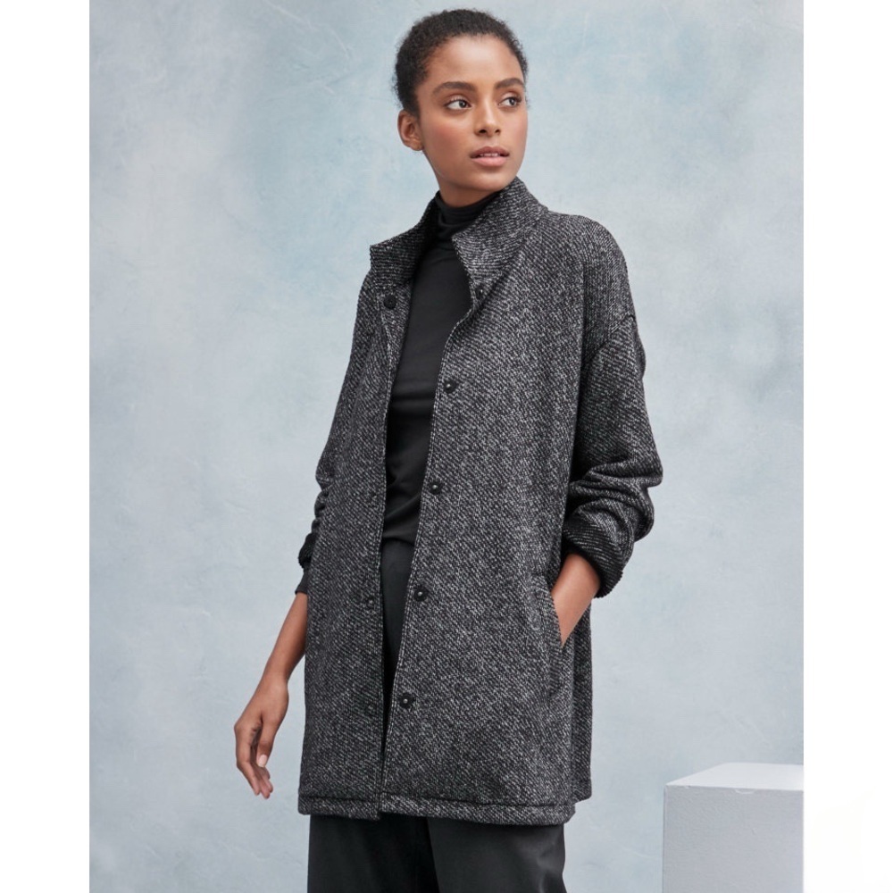 Nwt Eileen Fisher Organic Cotton Terry Stand Collar Jacket Sz Xl